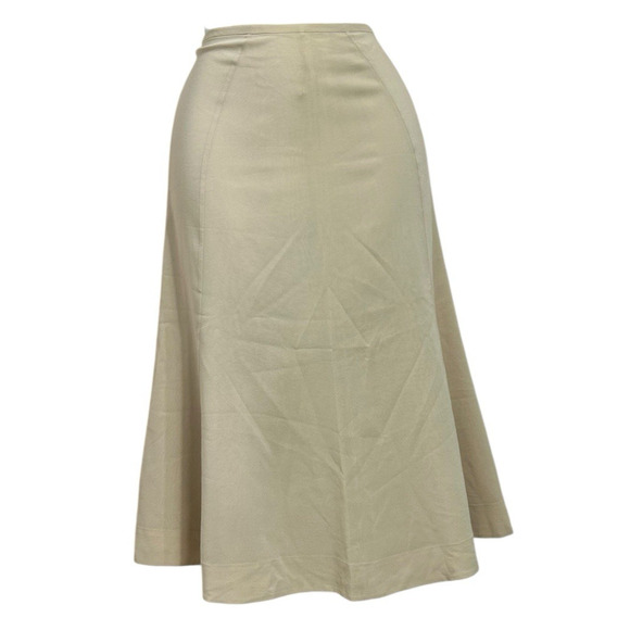 TSE Beige A-Line Silk Midi Skirt Sz 14 Lined Back Zipper Versatile Neutral - Picture 2 of 6